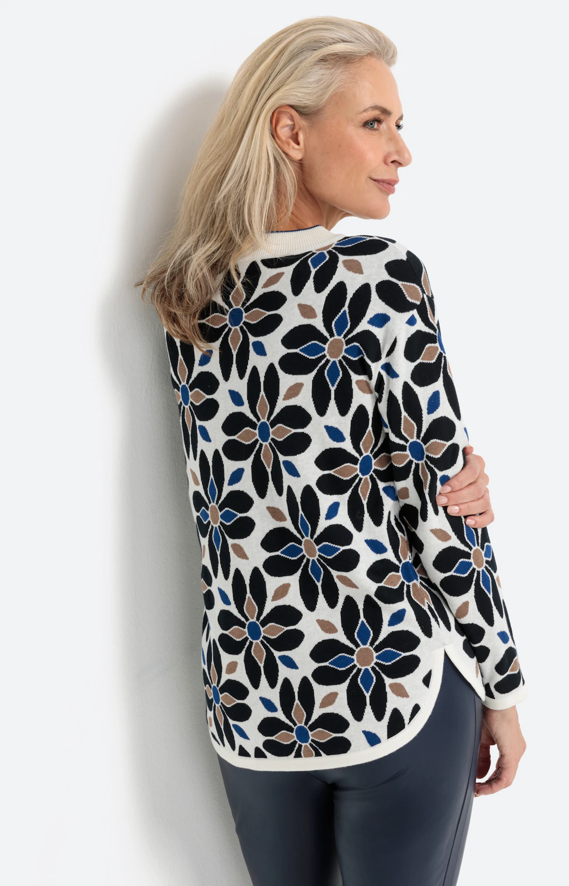 Pullover im Jacquard-Look mit Stehkragen