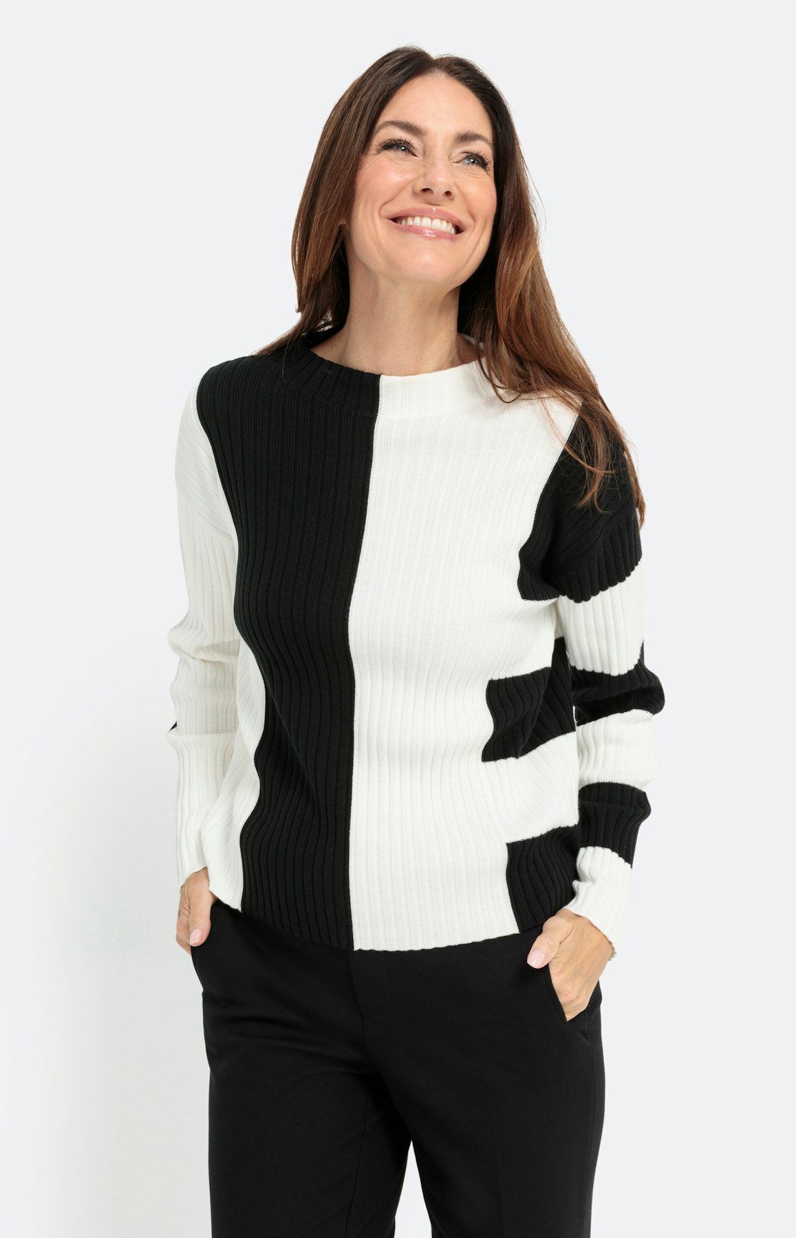 Pullover mit Streifen und Rippstruktur