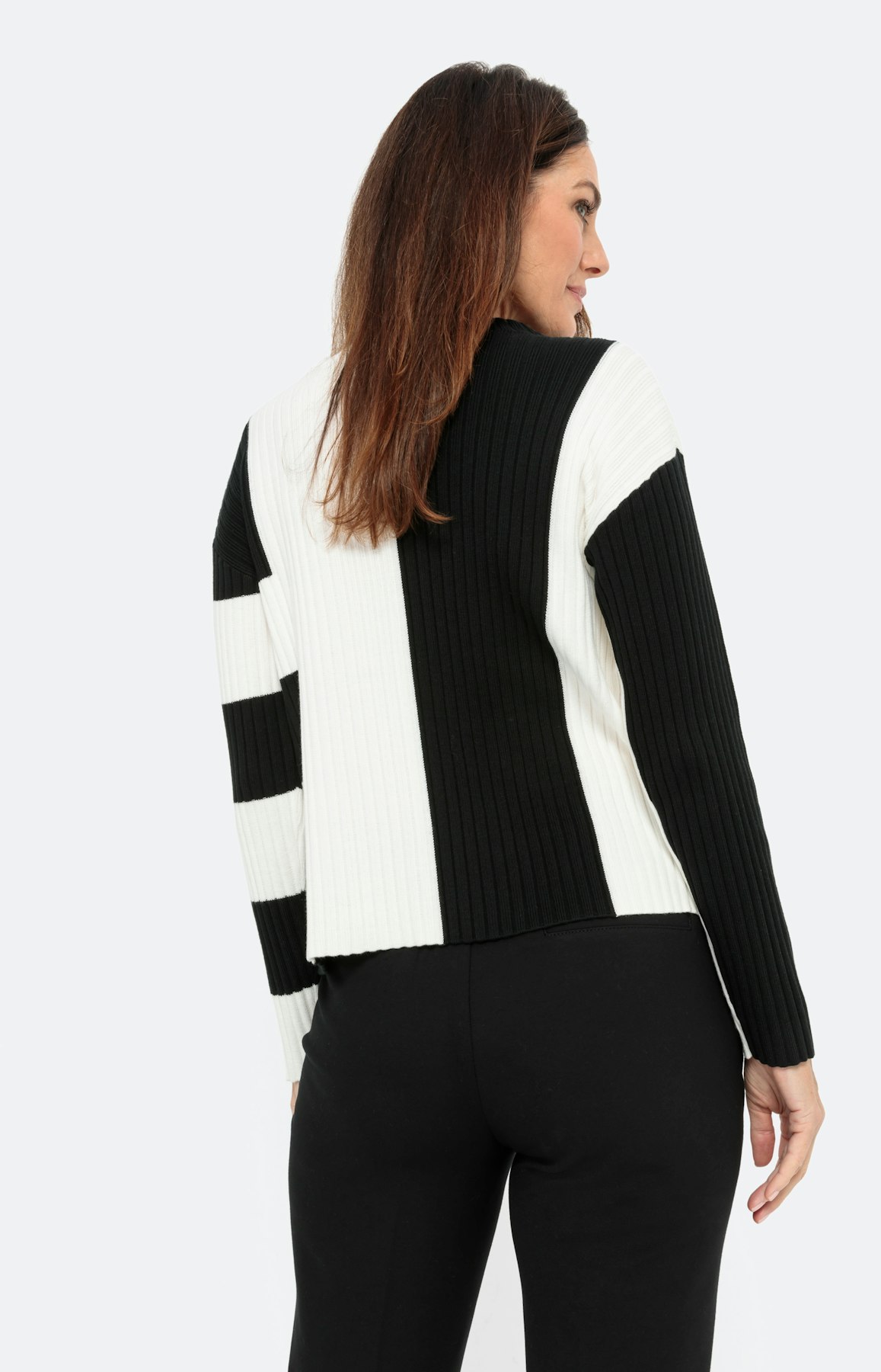 Pullover mit Streifen und Rippstruktur