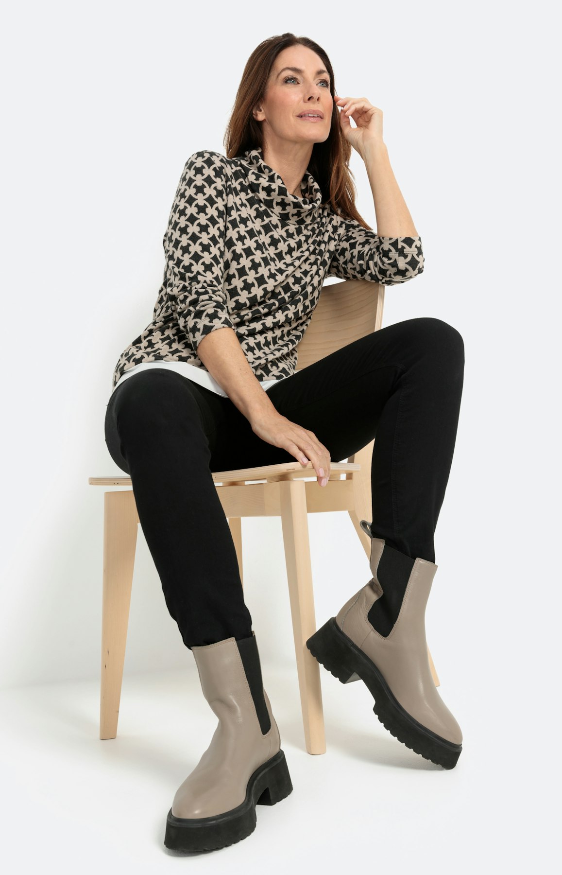 Sweatshirt met lange mouwen en col