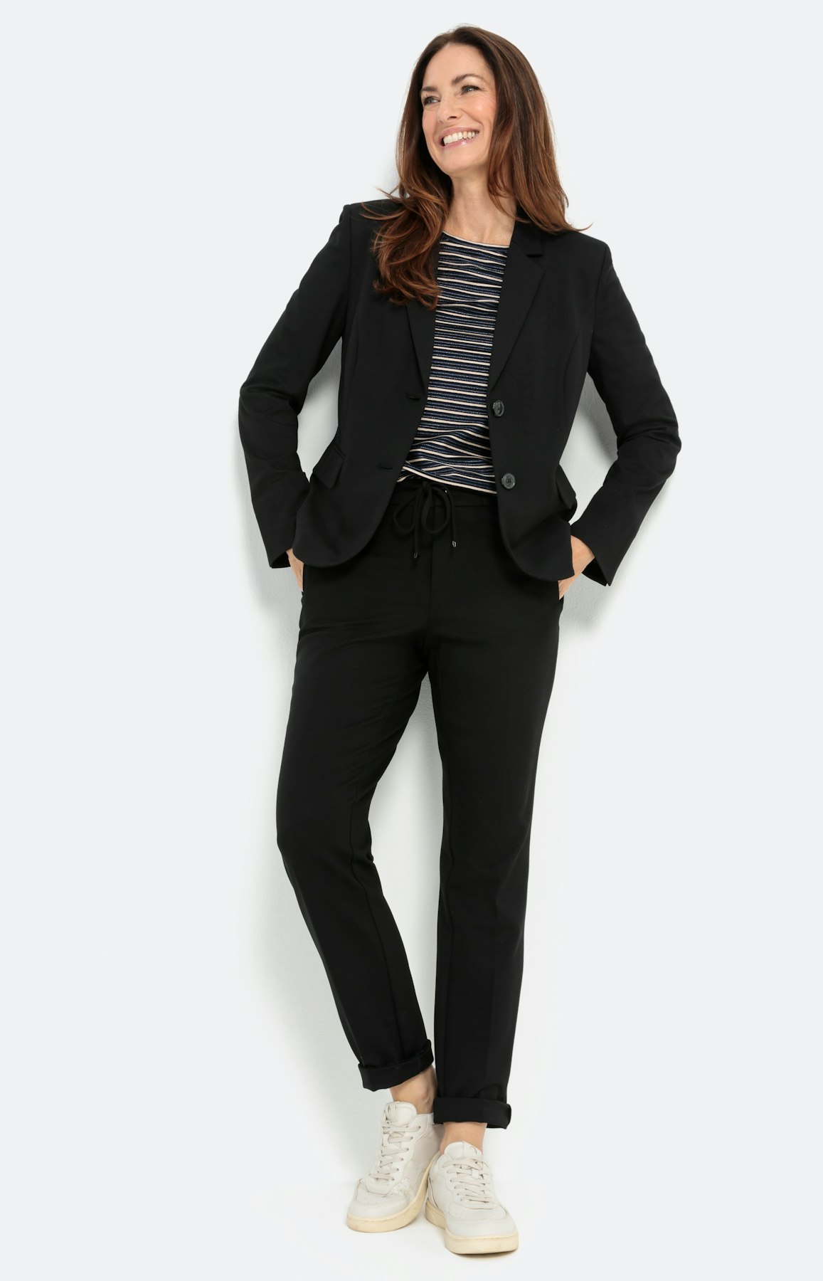 Basic blazer in jersey, zwart