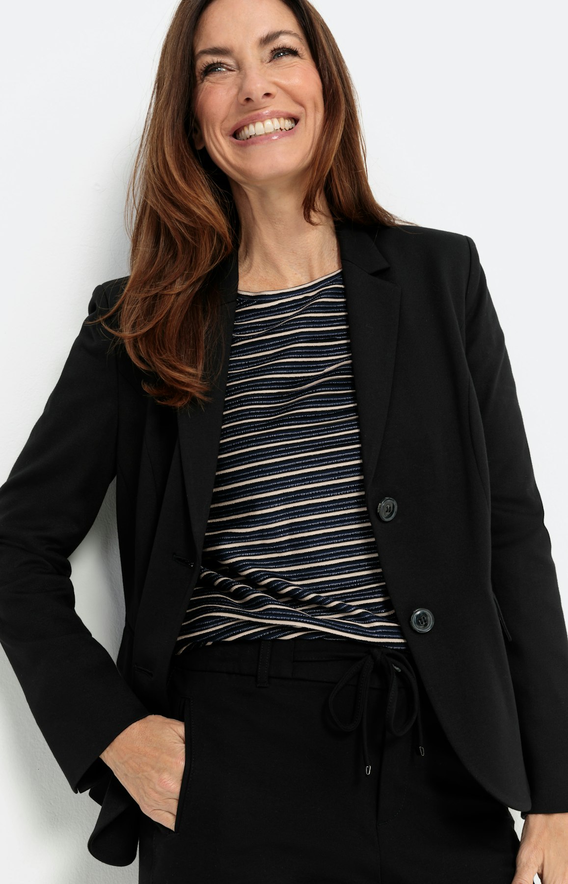 Basic blazer in jersey, zwart