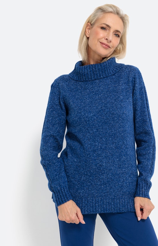 Pullover mit Rollkragen und Ripp-Details