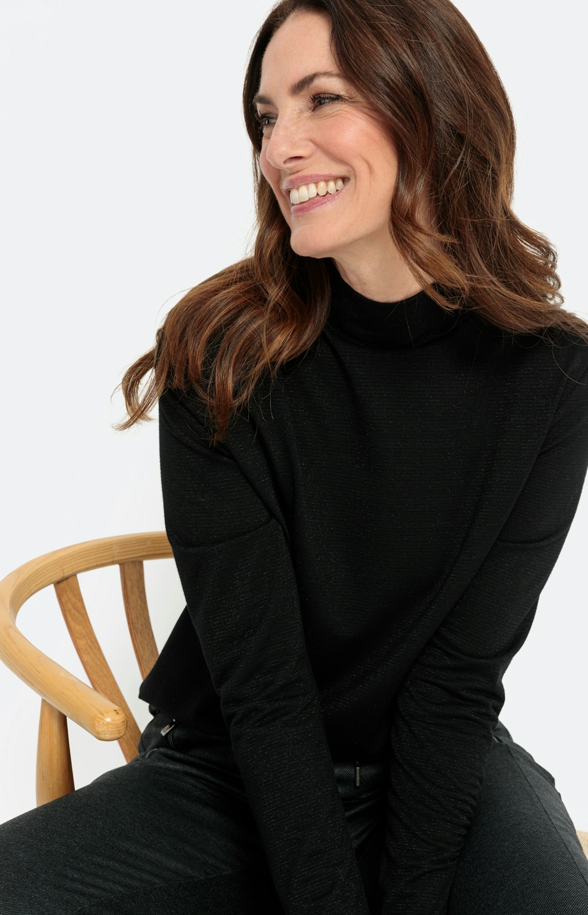 Glitterend shirt met opstaande kraag