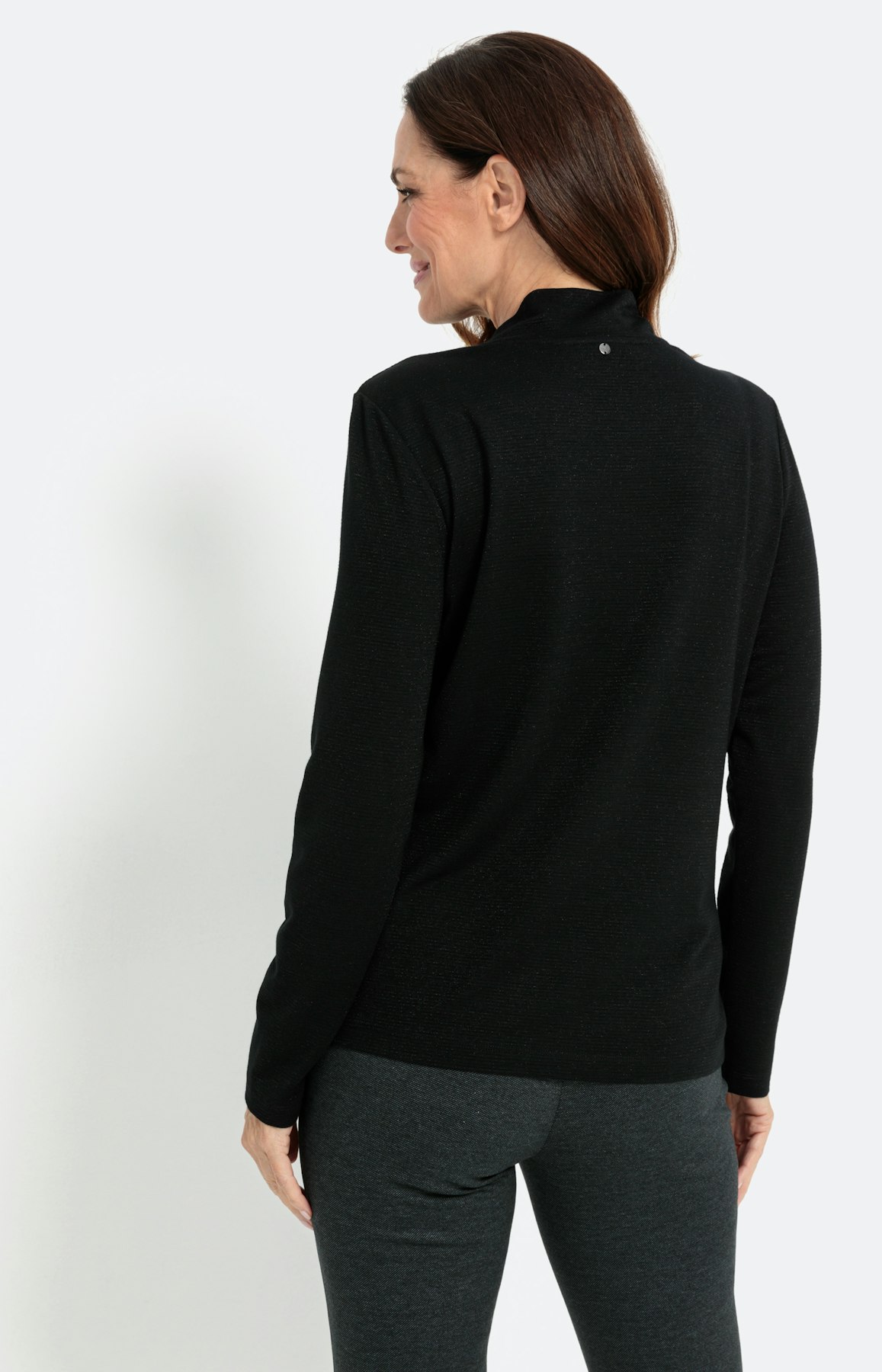 Glitterend shirt met opstaande kraag