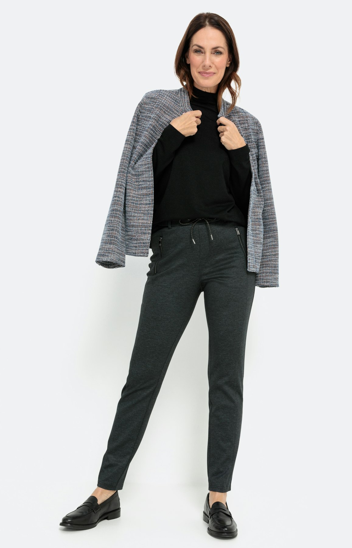 Glitterend shirt met opstaande kraag