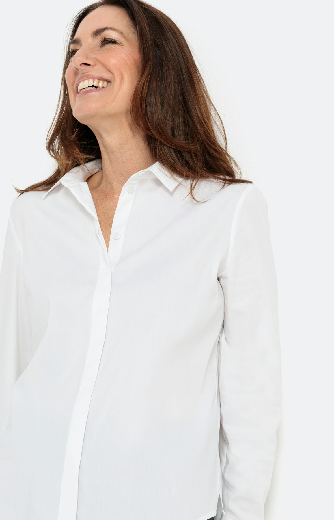 Basic stretch overhemd blouse, wit