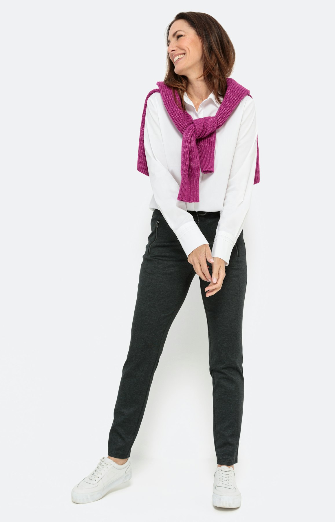Basic stretch overhemd blouse, wit