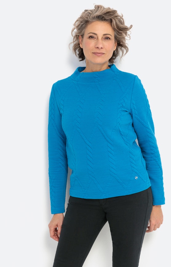 Sweatshirt mit Zopfmuster und langem Arm