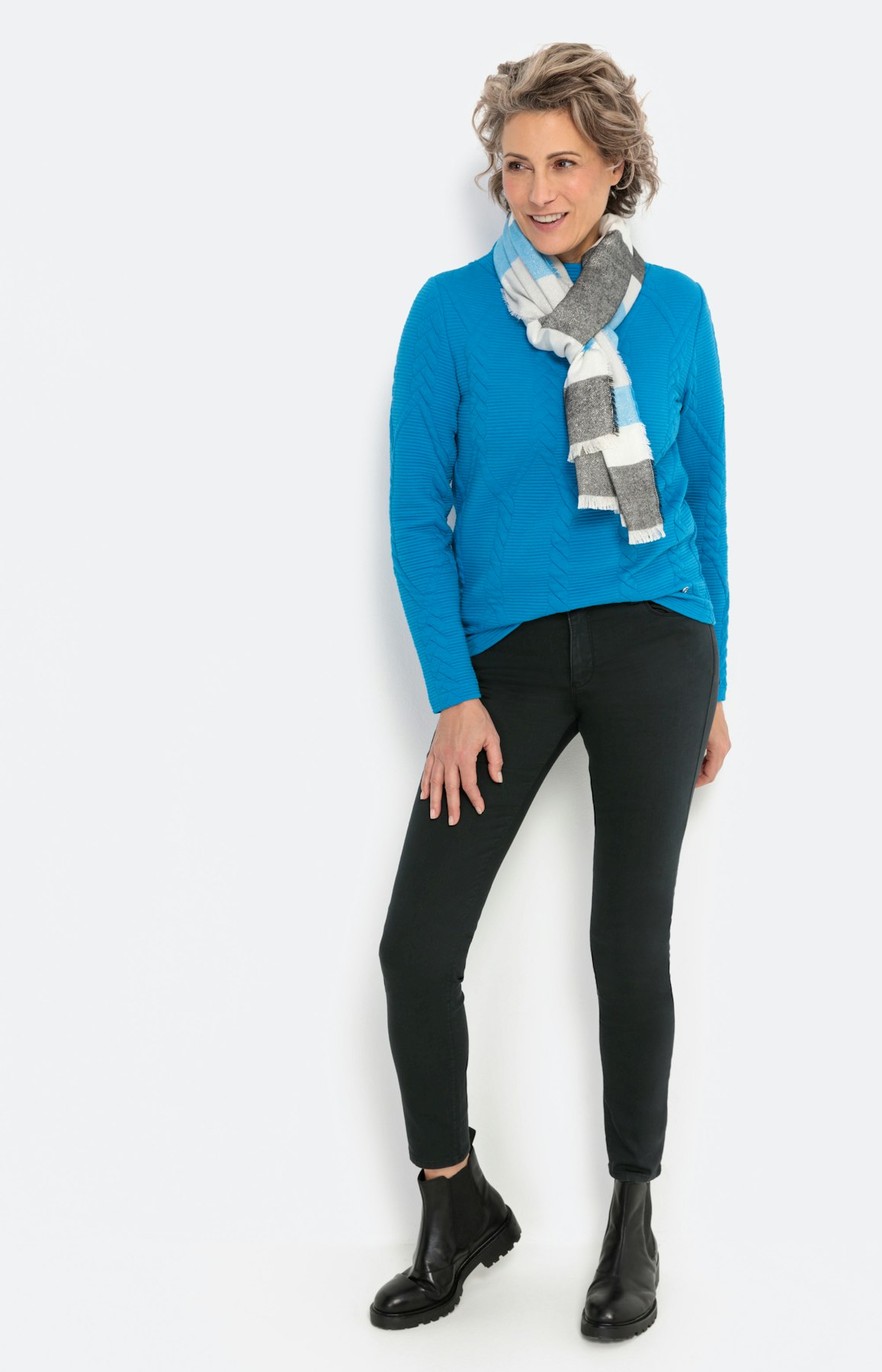 Sweatshirt met kabelmotief