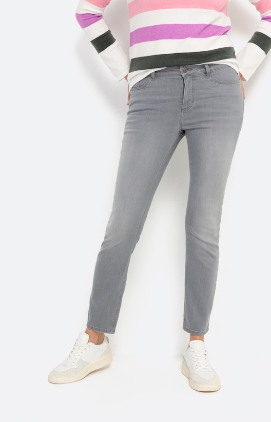 Jeans mit Strassbesatz 30Inch hellgrau