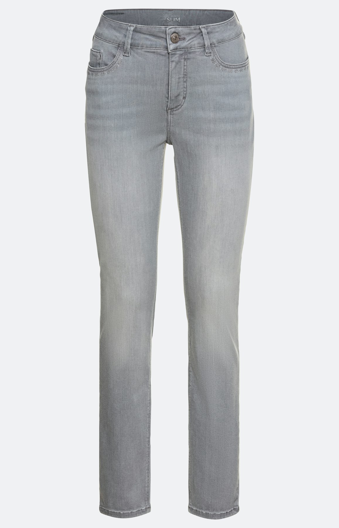 Jeans met strasbeleg 30inch lichtgrijs