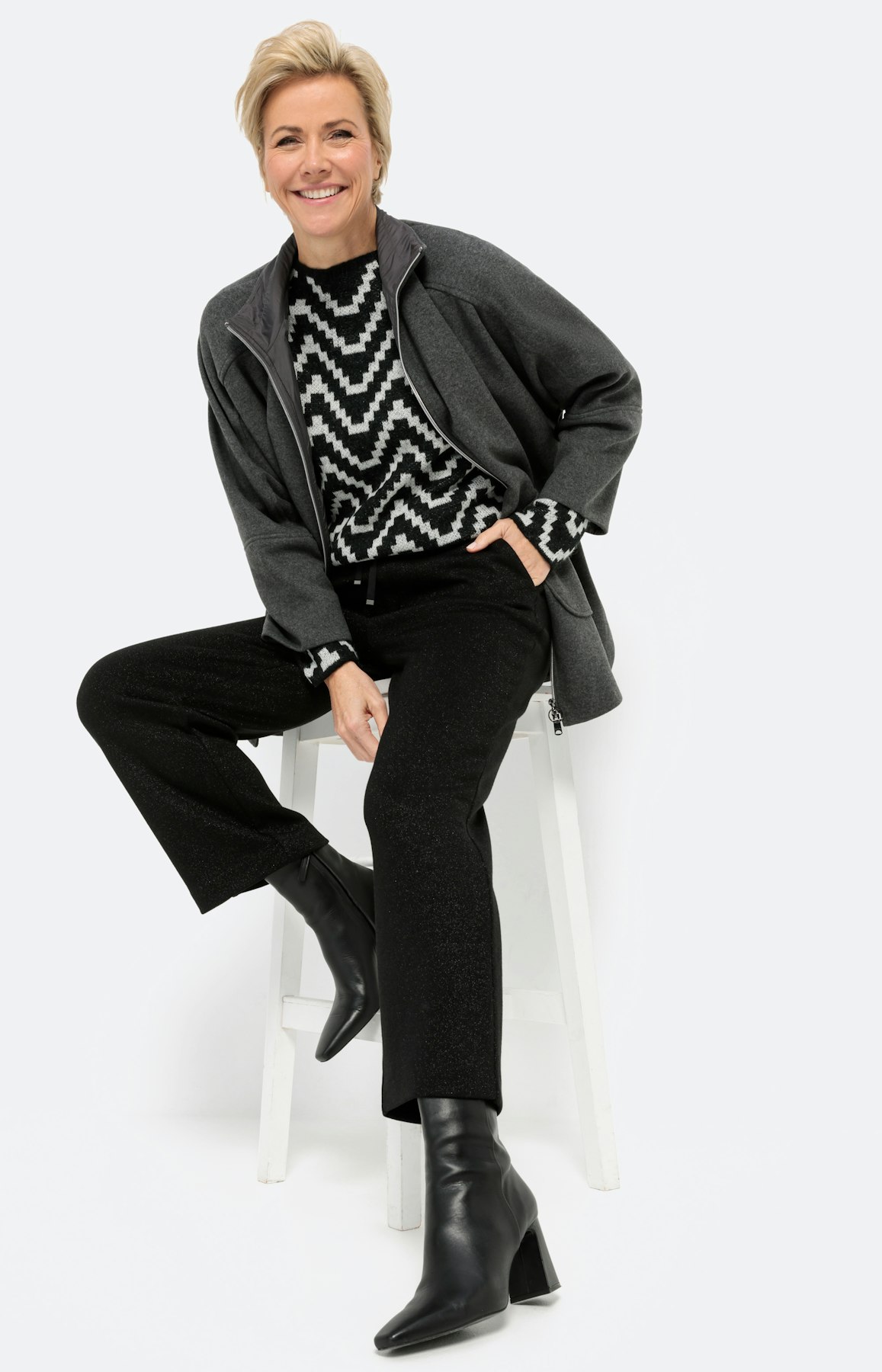 Gebreide culotte met Lurex, zwart