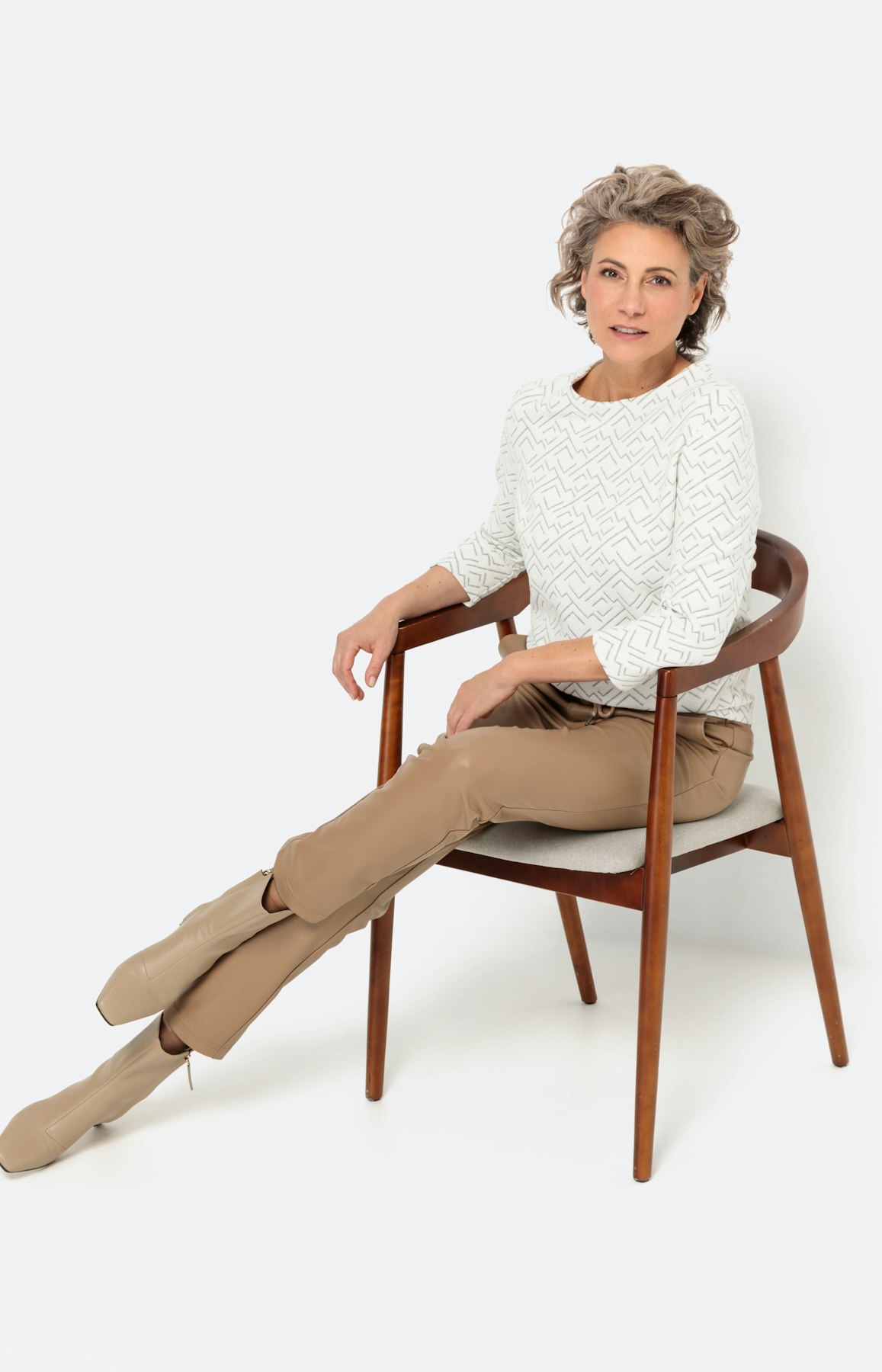 Strukturiertes Sweatshirt mit 3/4-Arm