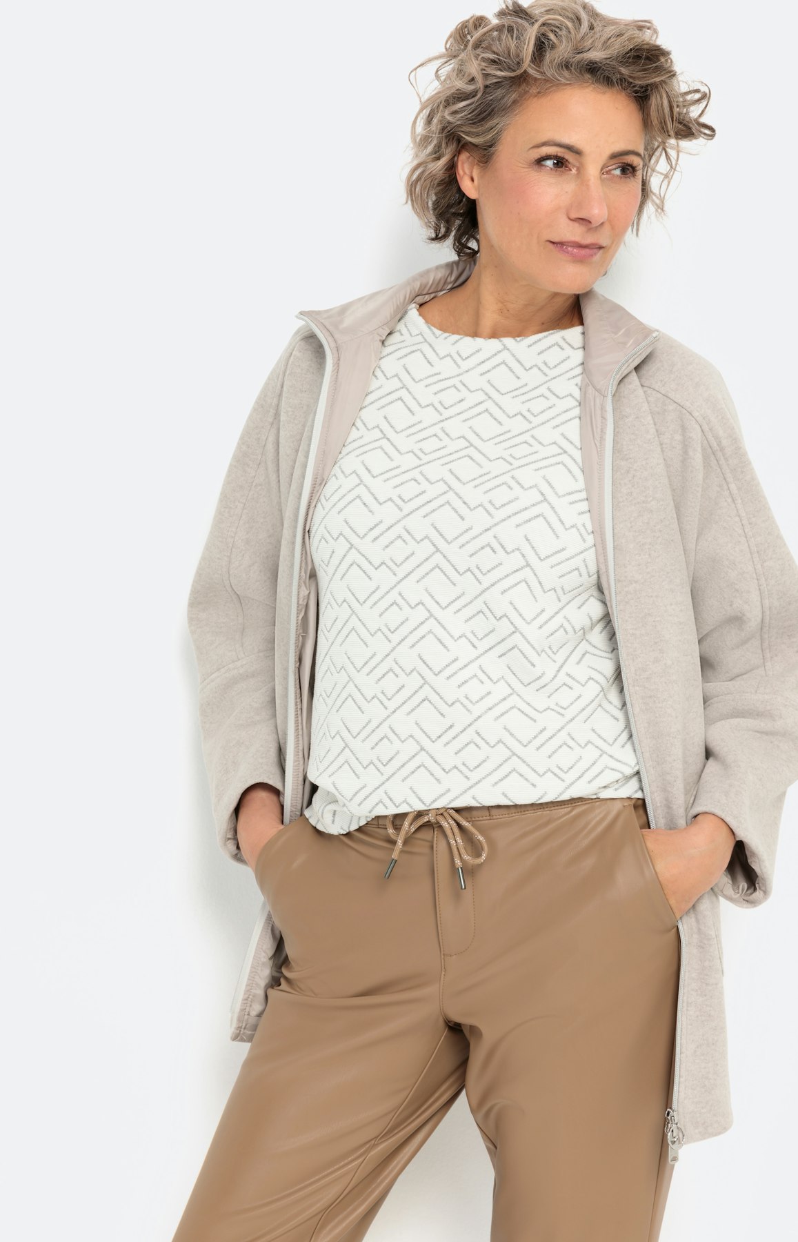 Strukturiertes Sweatshirt mit 3/4-Arm