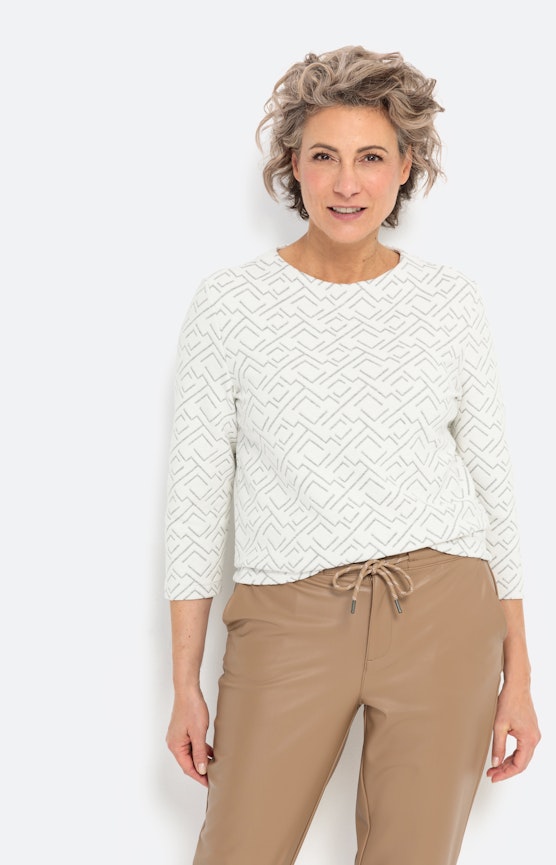 Strukturiertes Sweatshirt mit 3/4-Arm