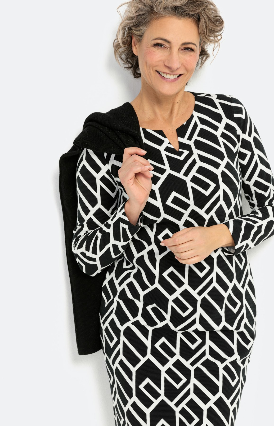 Gemustertes Kleid mit Schmuckzipper