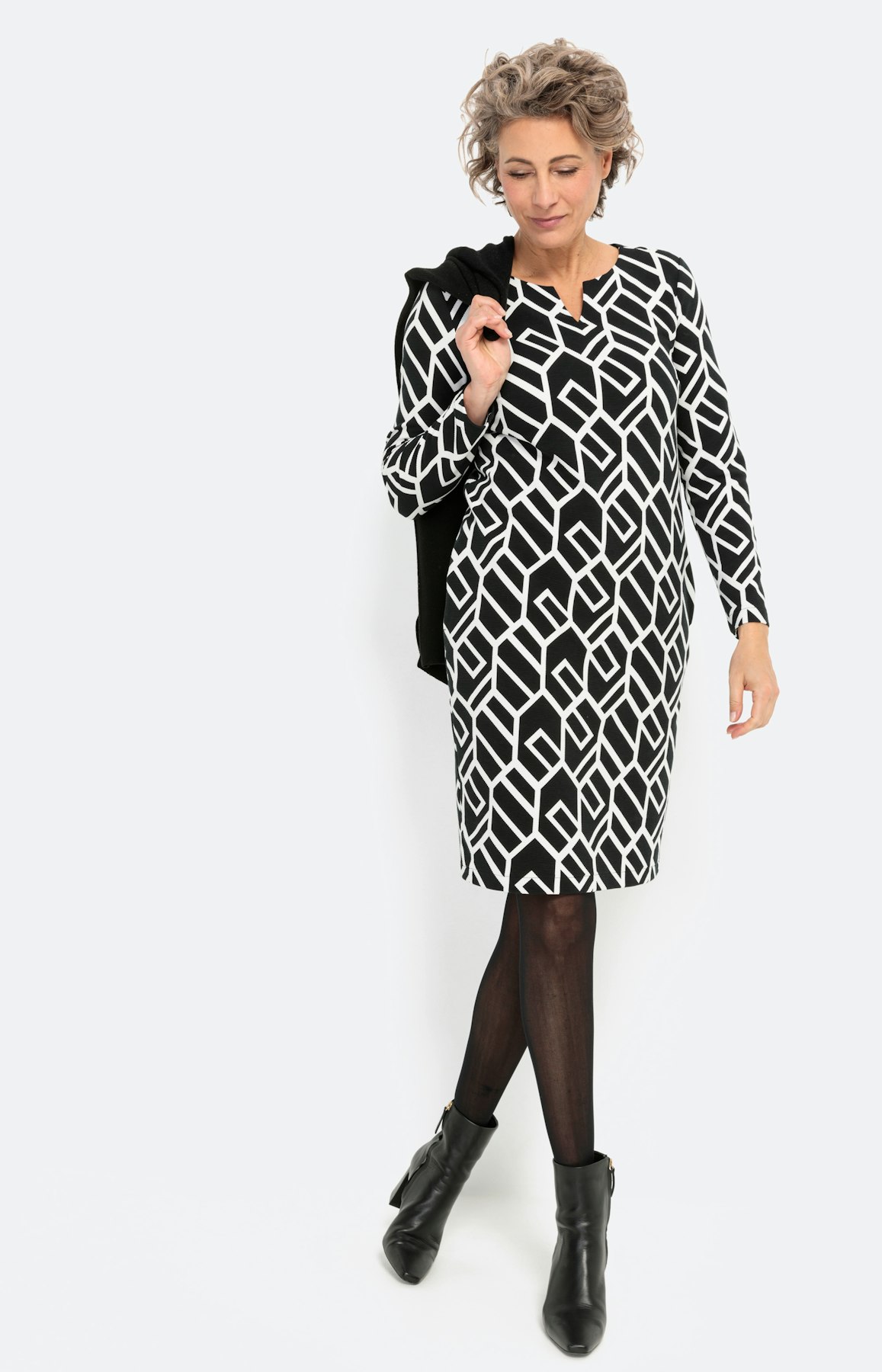 Gemustertes Kleid mit Schmuckzipper