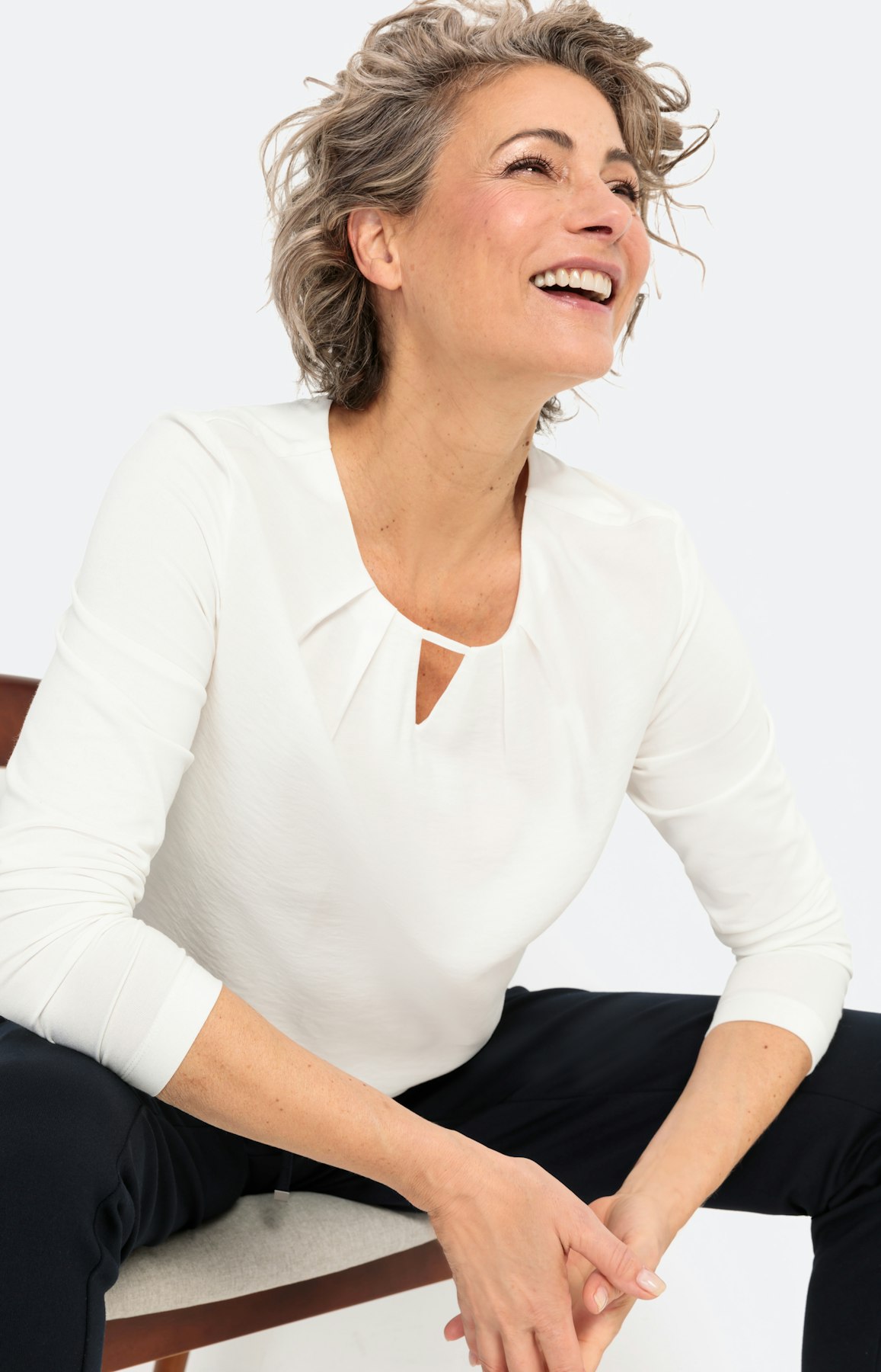 Shirt met lange mouwen, oogje en lusje