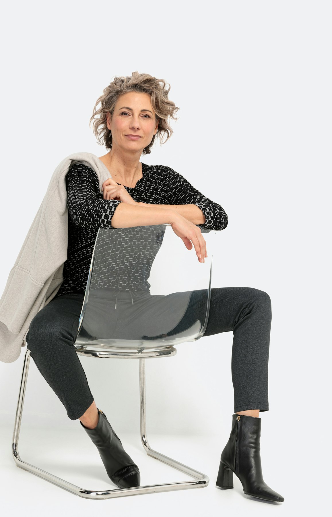 Shirt met 3/4-mouwen en carréhals