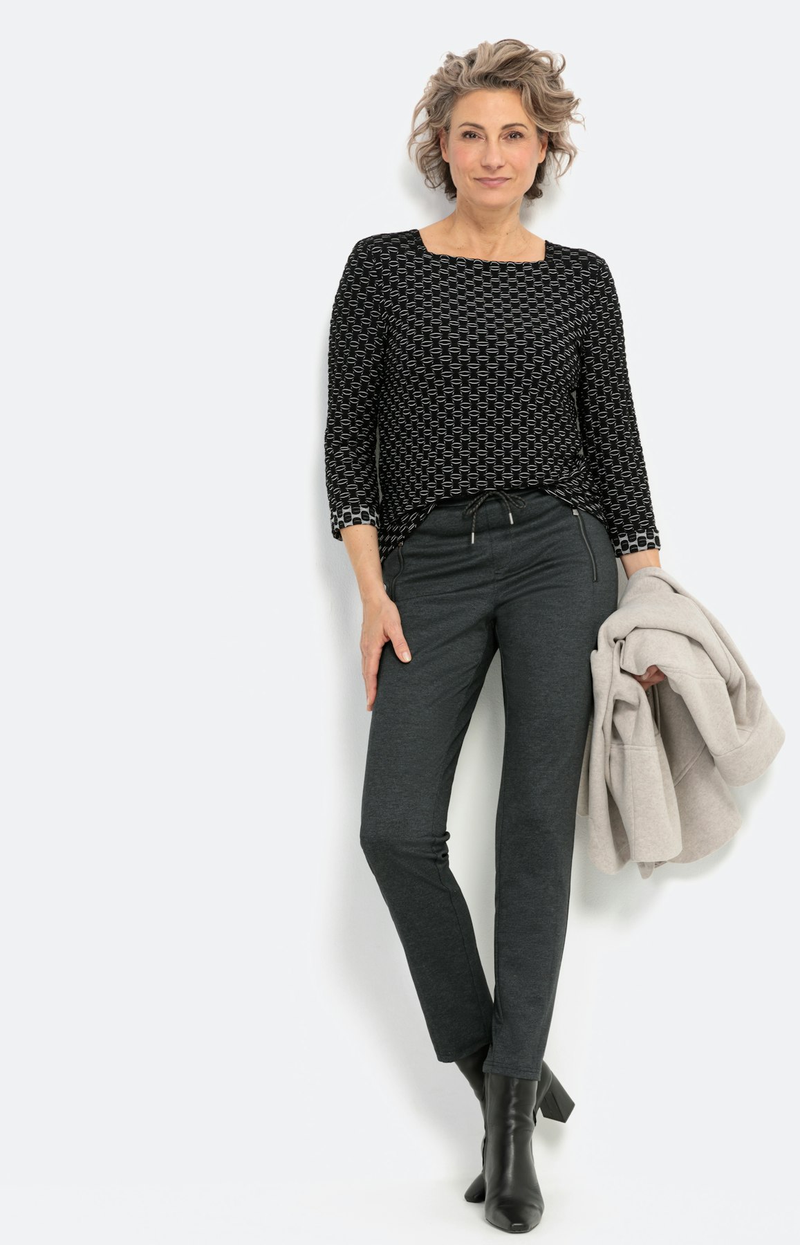 Shirt met 3/4-mouwen en carréhals