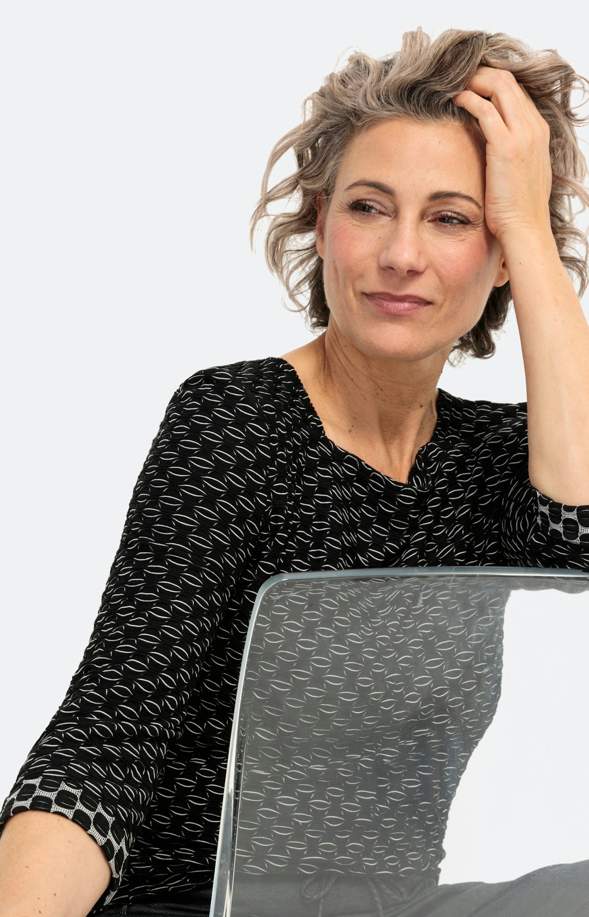 Shirt met 3/4-mouwen en carréhals