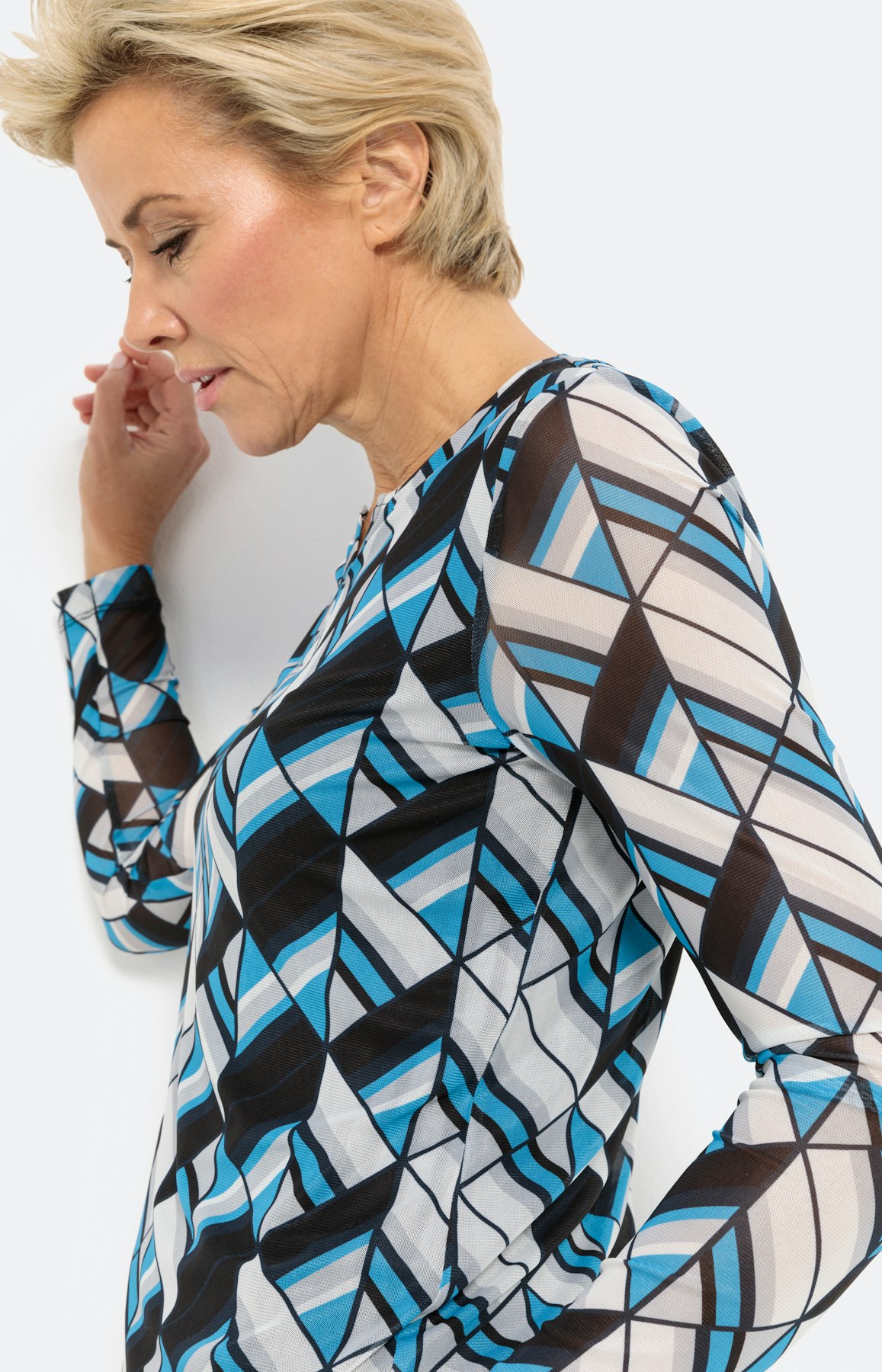 Shirt met lange mouwen van mesh