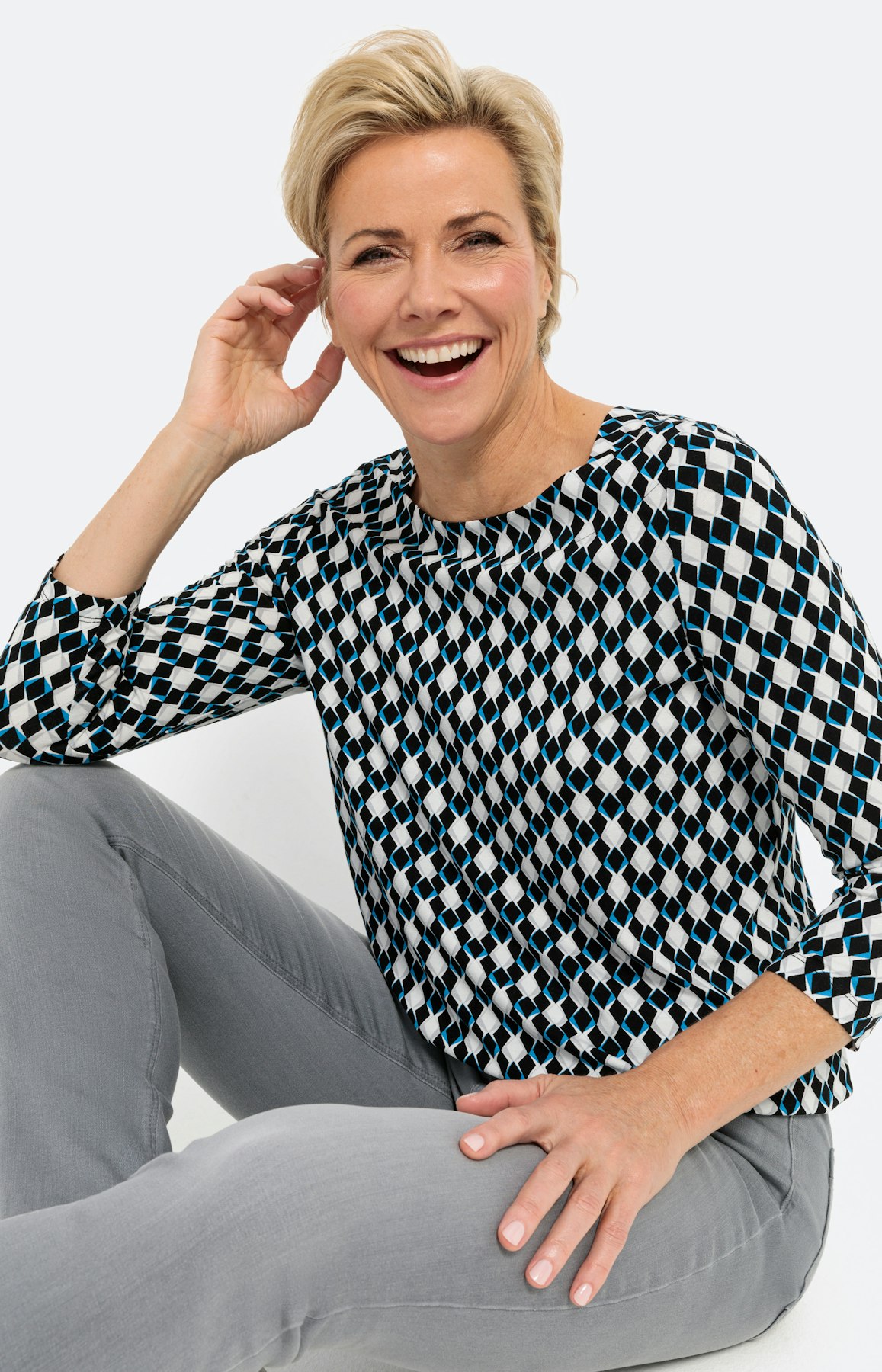 Shirt in all-over design met 3/4-mouwen