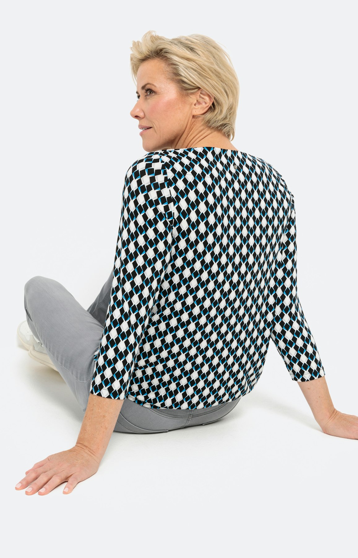 Shirt in all-over design met 3/4-mouwen