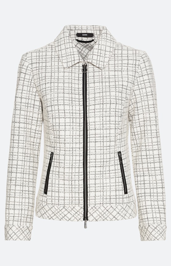 Bouclé-Blazer, wit zwart geruit
