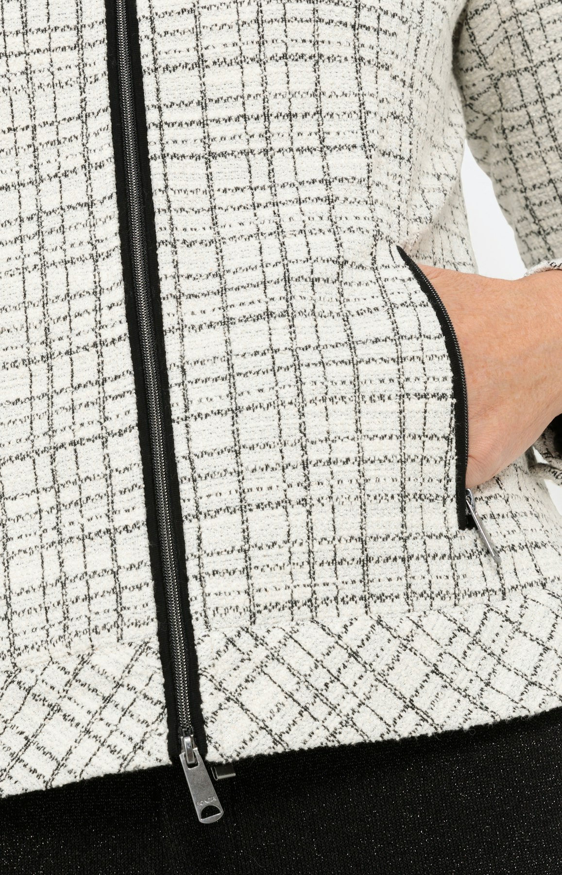 Bouclé-Blazer, wit zwart geruit