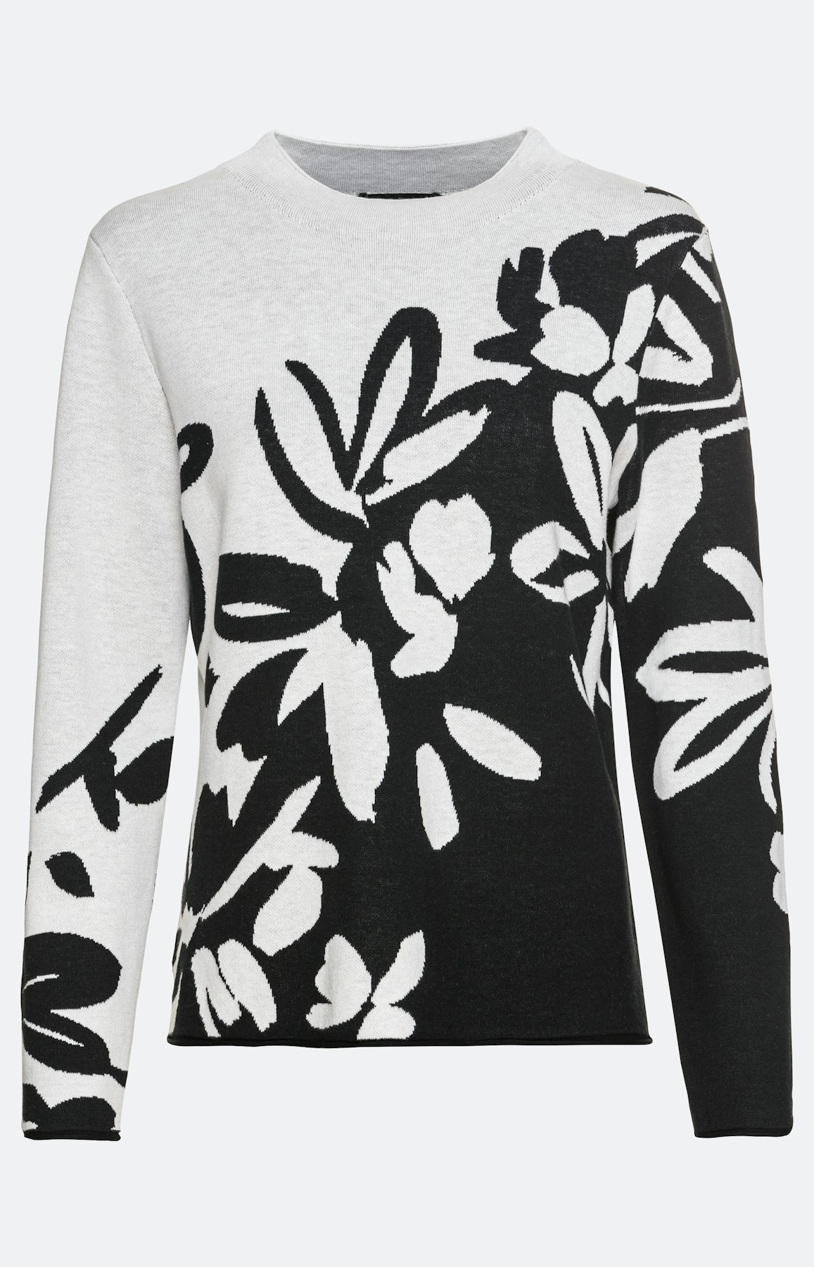 Pullover im zweifarbigen Blumen-Design
