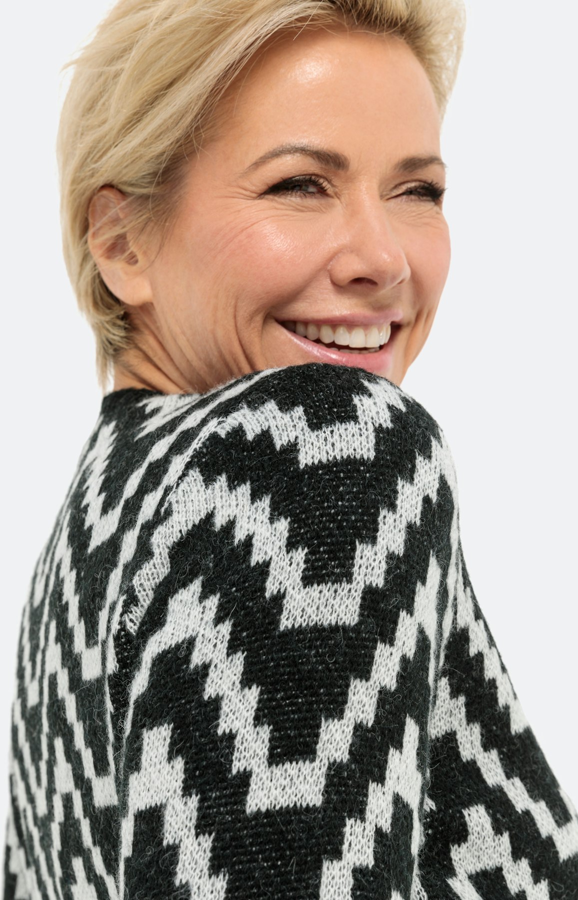 Langarm Pullover mit Zickzack-Muster