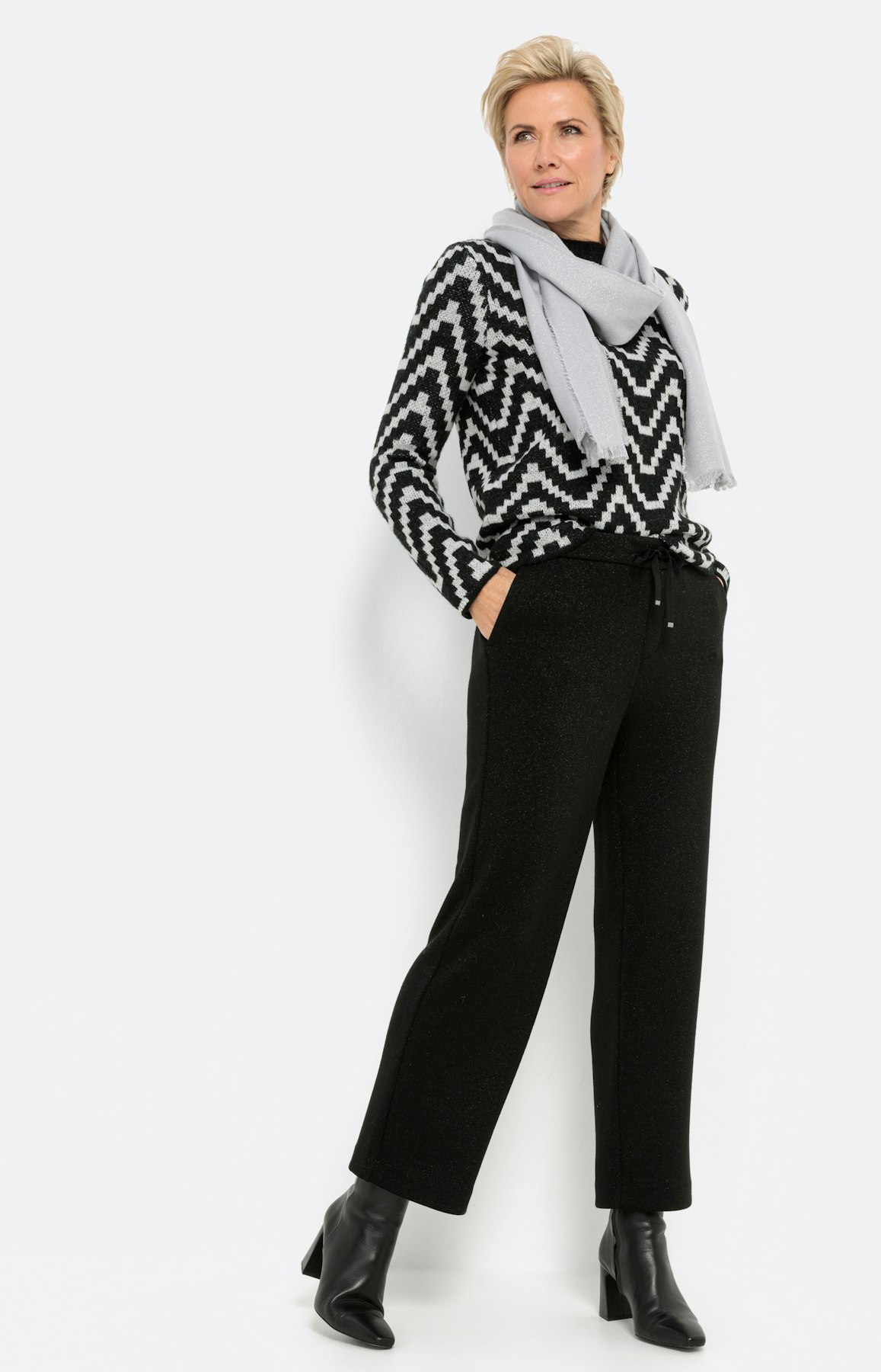 Langarm Pullover mit Zickzack-Muster