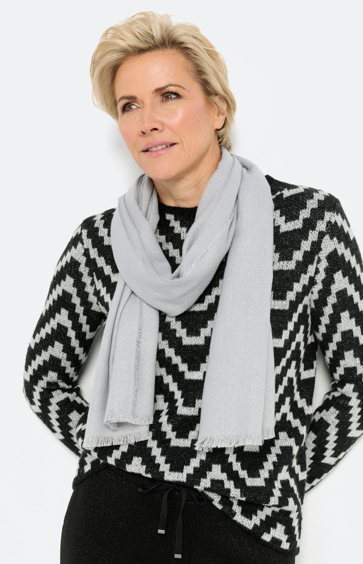 Langarm Pullover mit Zickzack-Muster