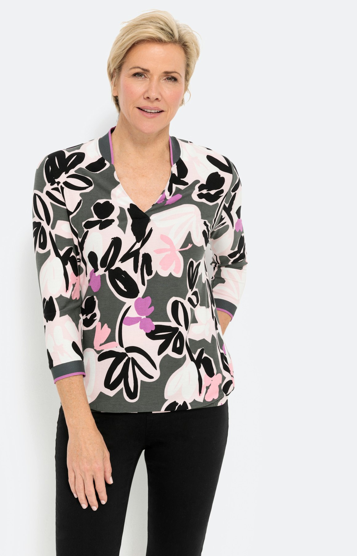 Shirt mit Blumenmuster und 3/4-Arm