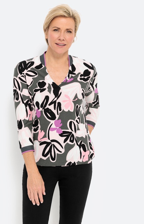 Shirt met bloemmotief en 3/4-mouwen