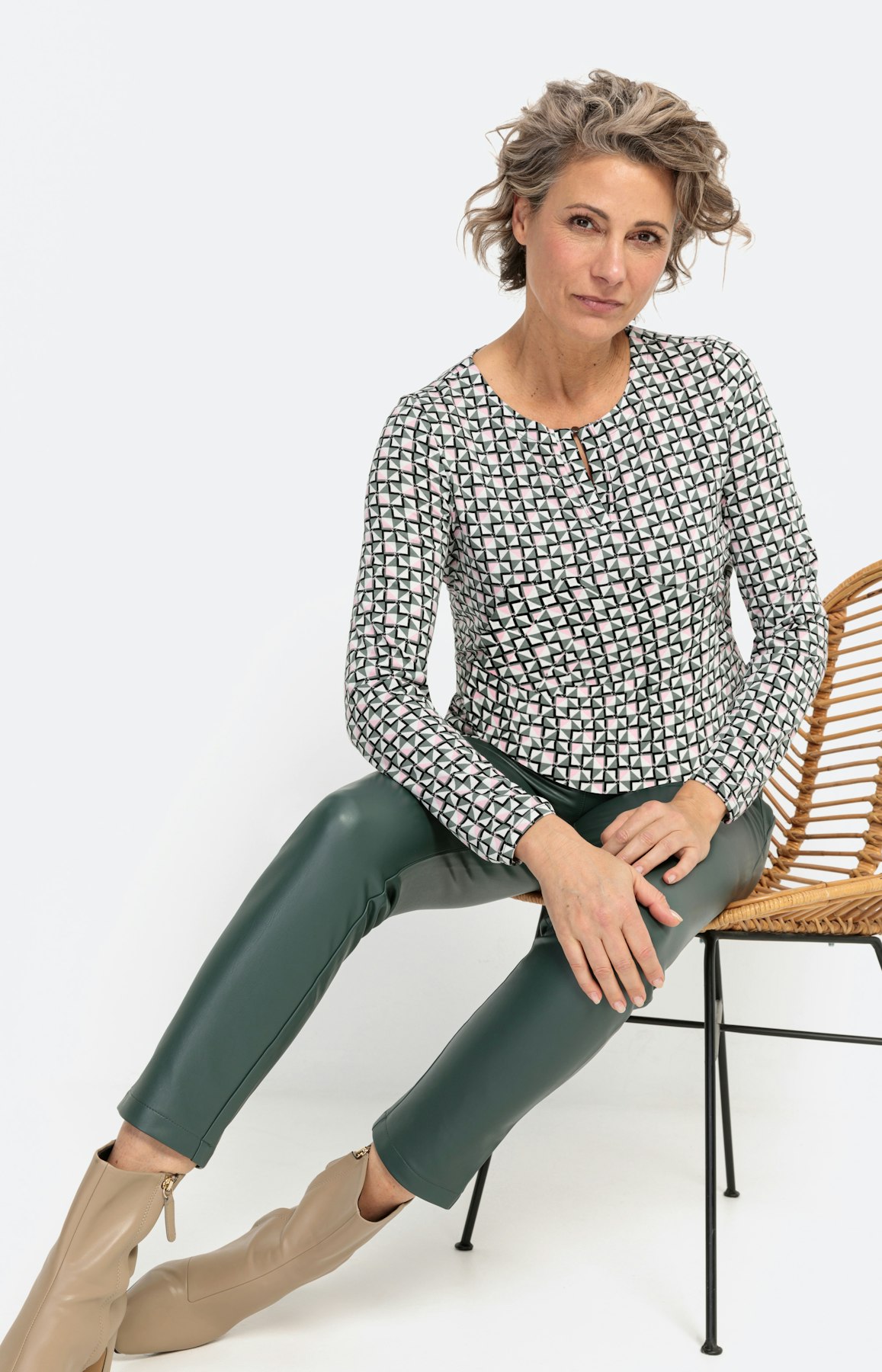 Shirt met lange mouwen en minimal-print