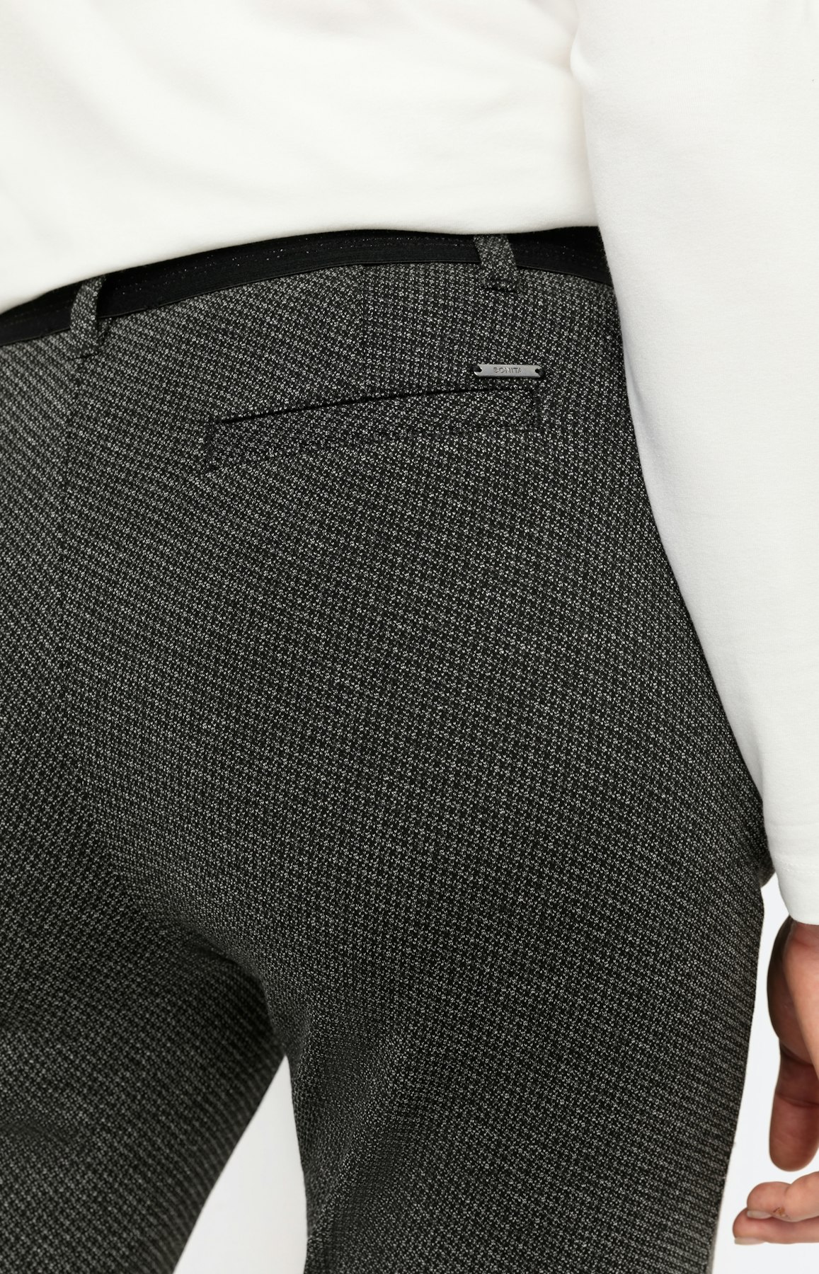 Broek met smalle pijpen in jacquard-look