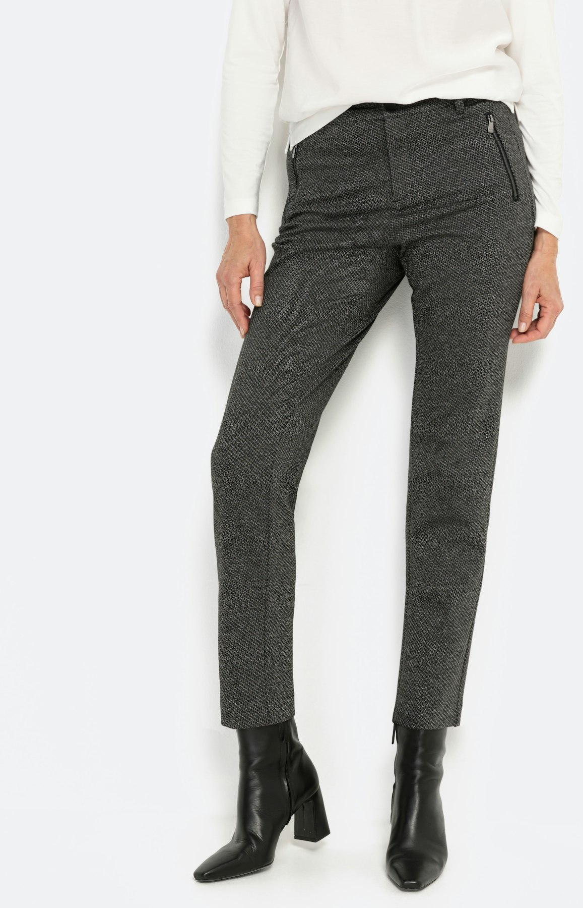 Broek met smalle pijpen in jacquard-look