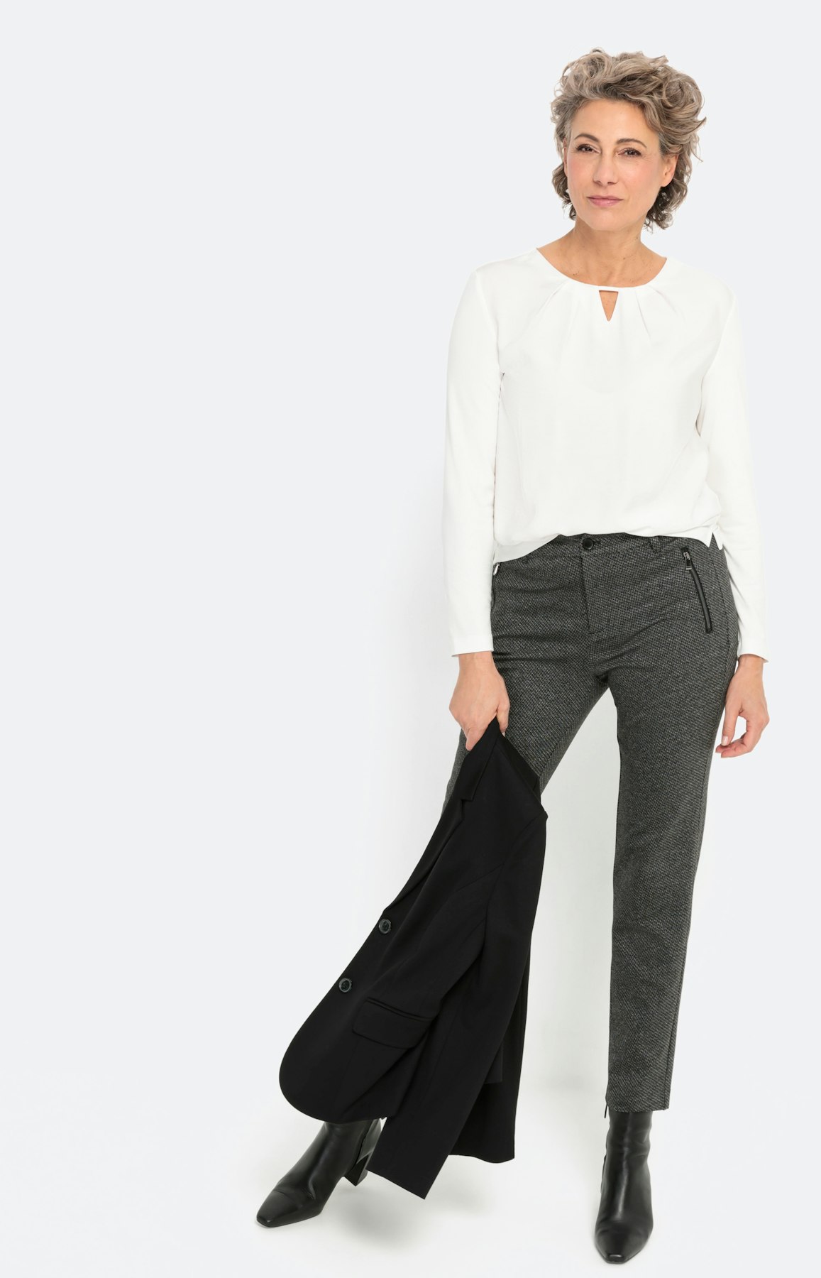 Broek met smalle pijpen in jacquard-look