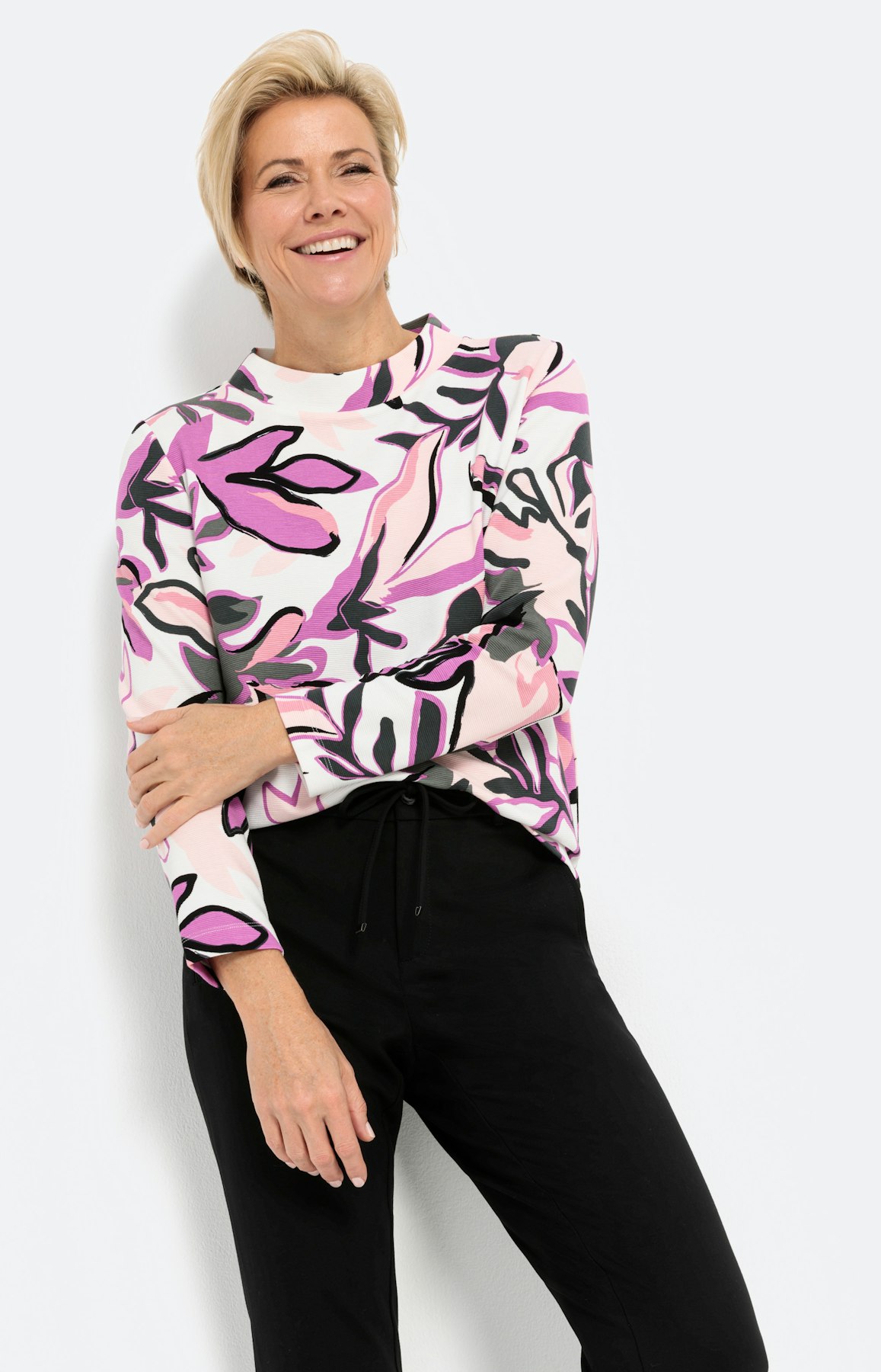Sweatshirt mit 1/1-Arm und Blumenprint
