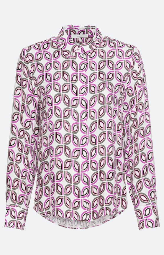 Overhemd blouse met motief, pink wit
