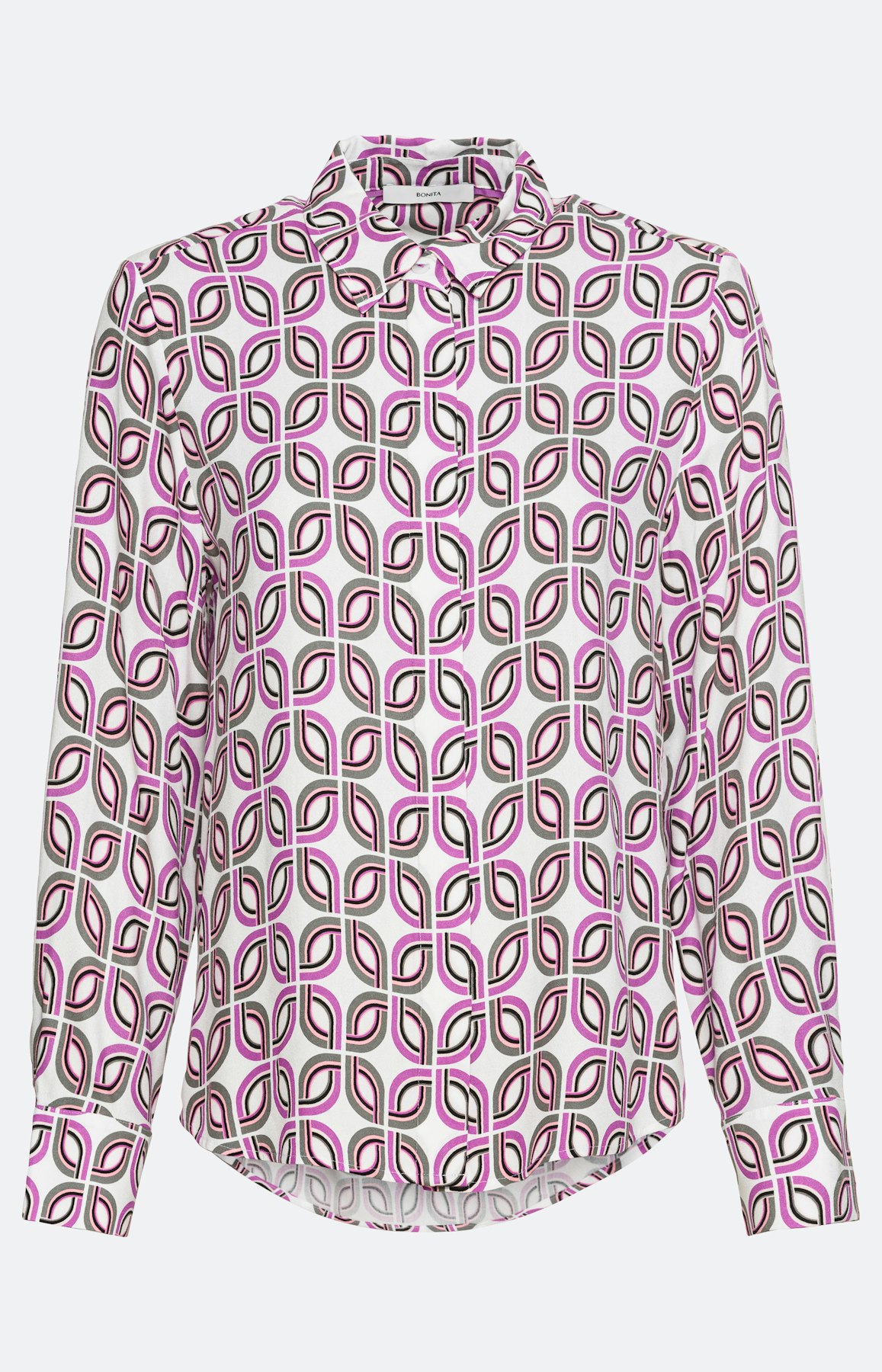 Overhemd blouse met motief, pink wit
