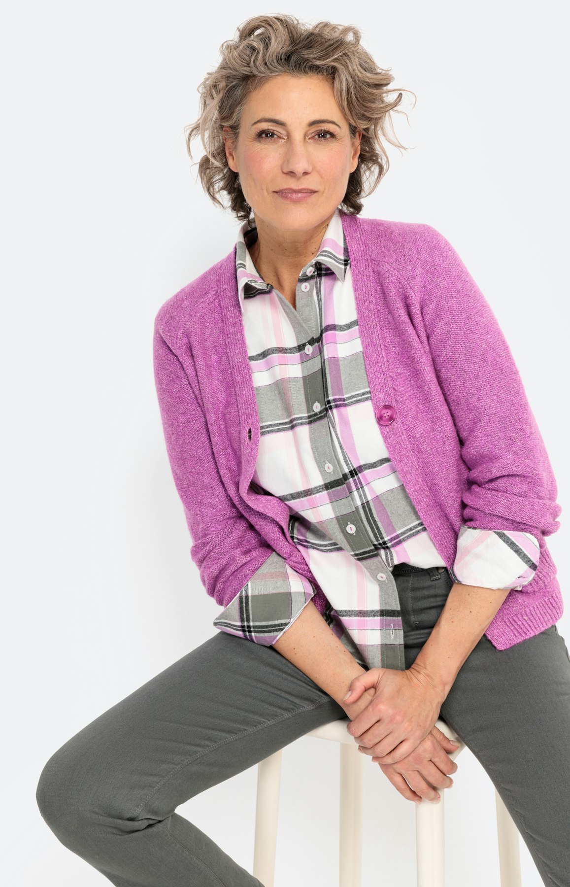 Karierte Bluse aus reiner Baumwolle