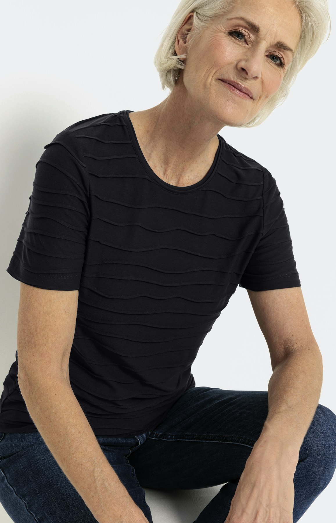 Basic T-Shirt "Welle" 1/2 Arm, marine