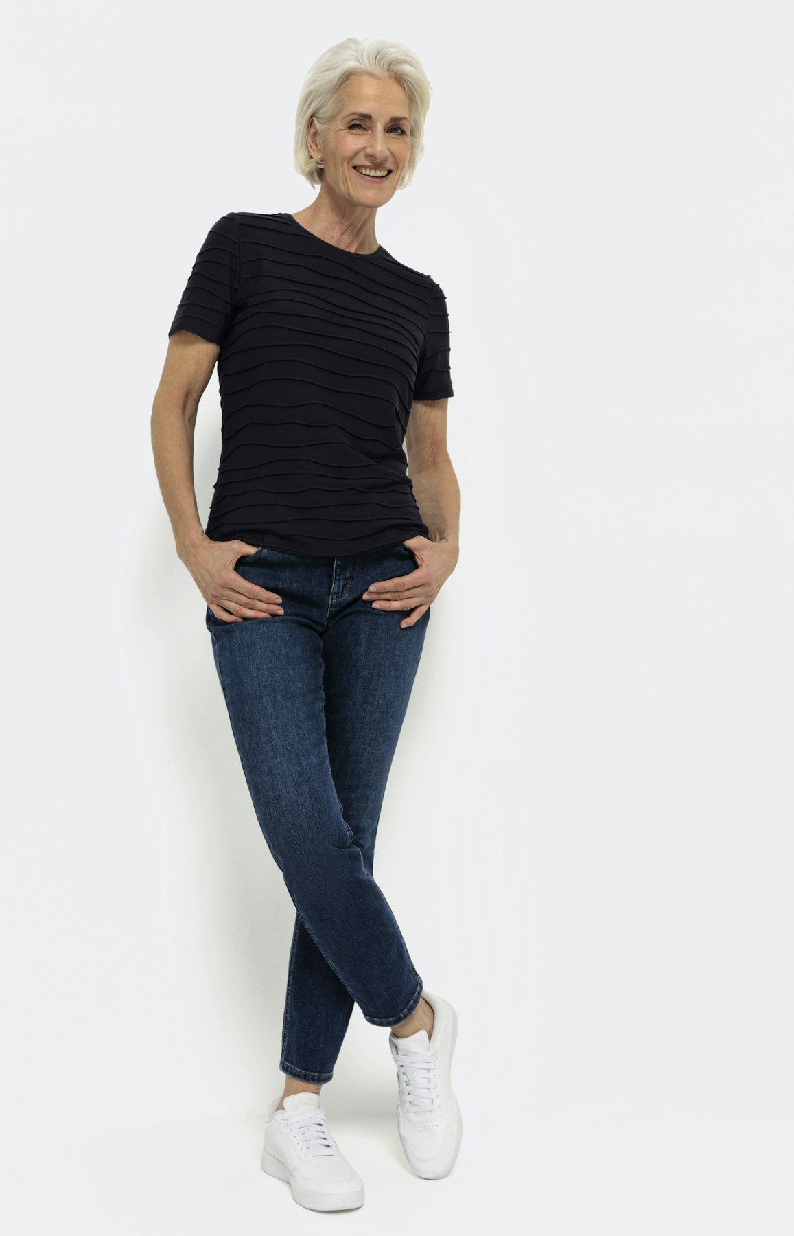 Basic T-Shirt "Welle" 1/2 Arm, marine