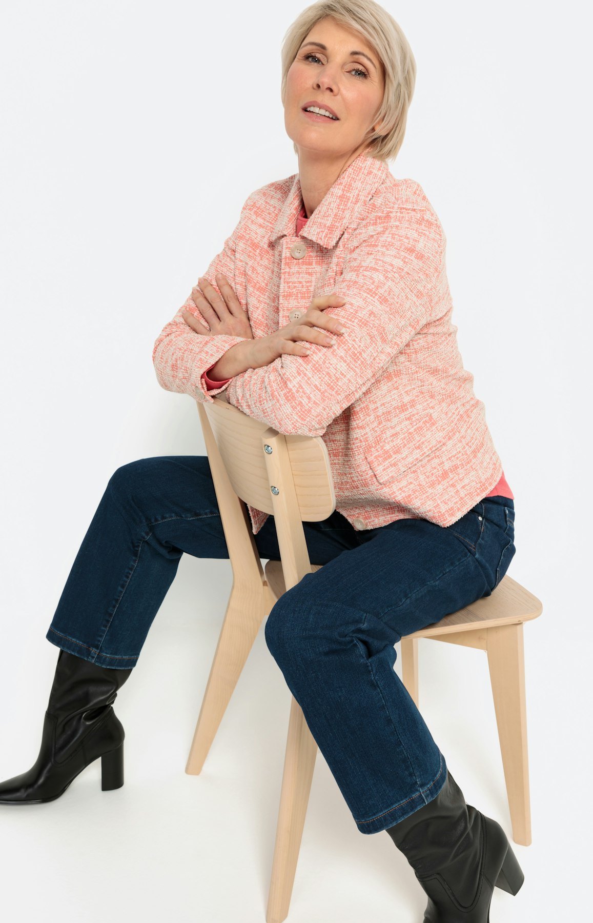 Bouclé blazer, koralle