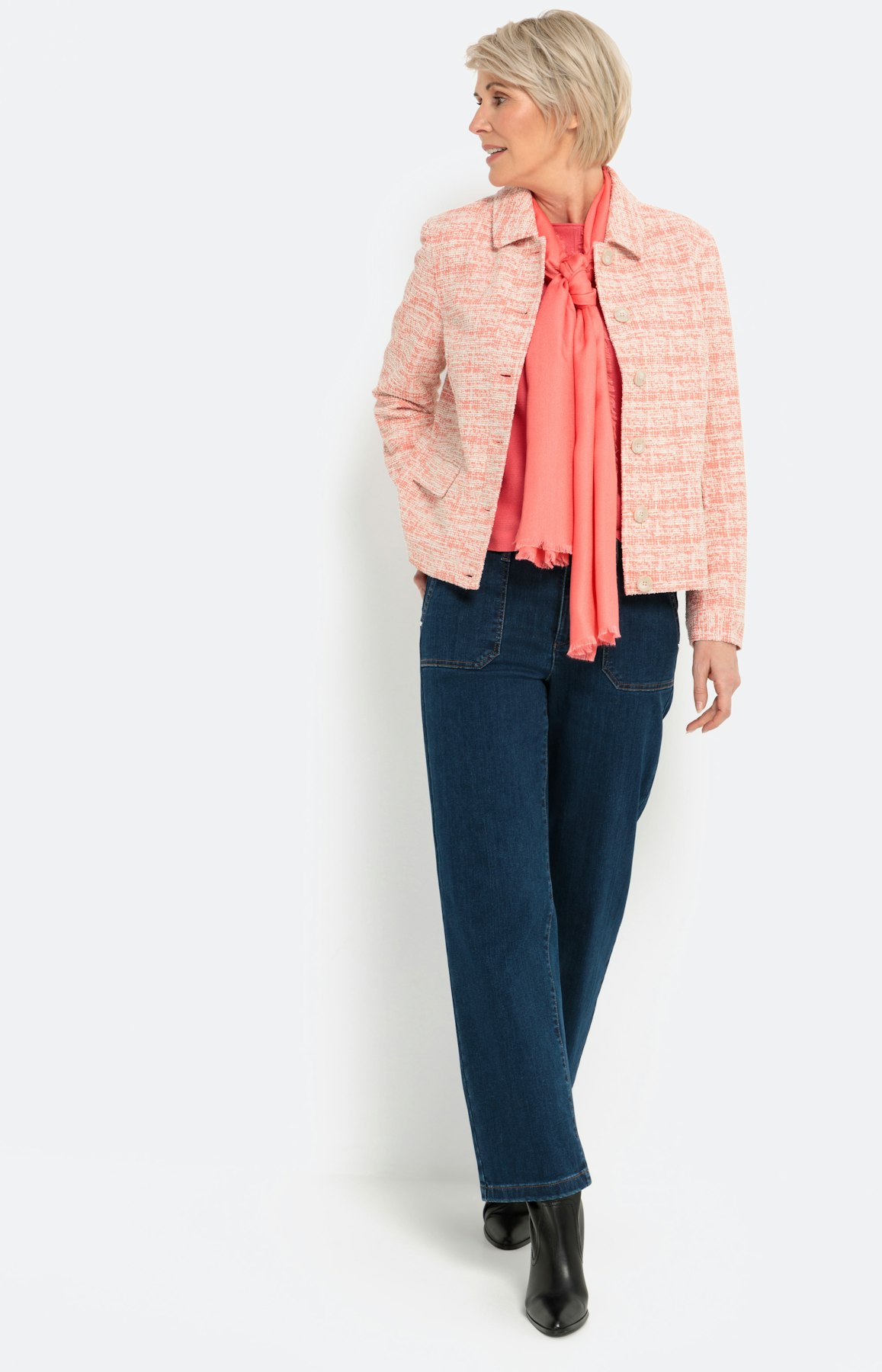 Bouclé blazer, koralle