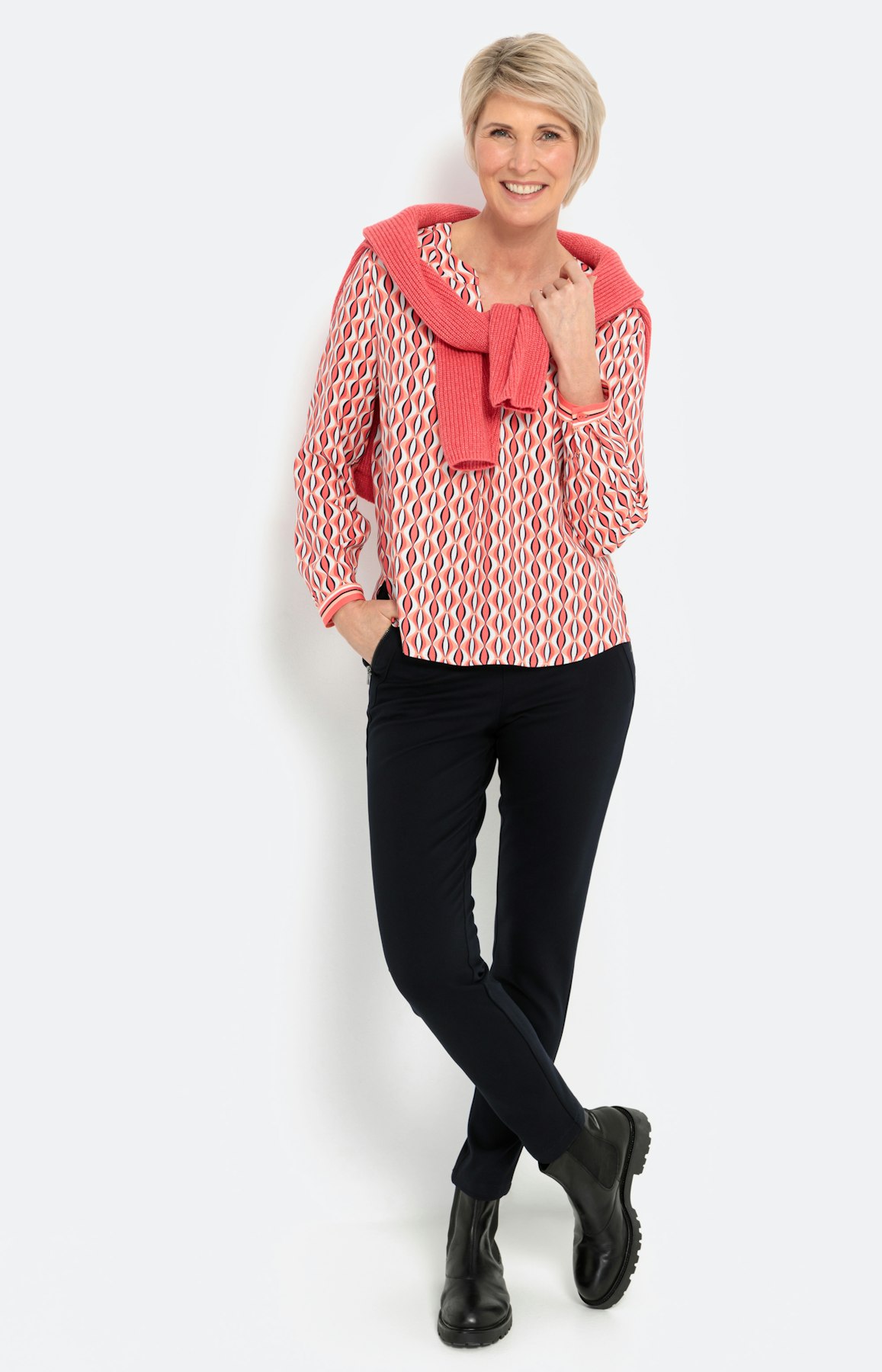 Viskose Tunika mit Print, koralle